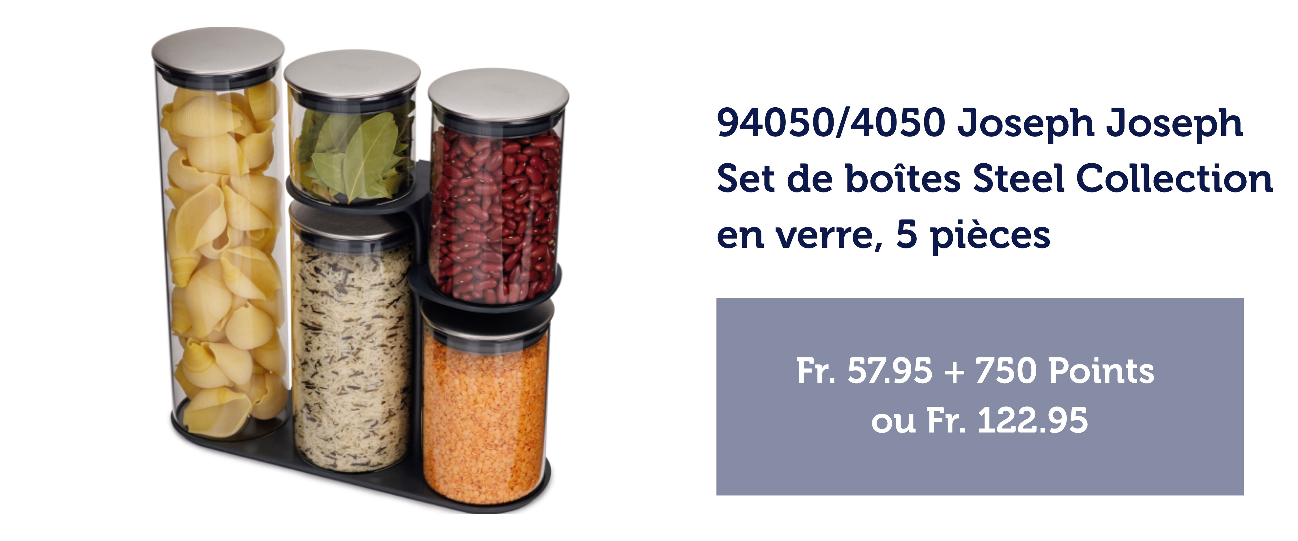 4050 Joseph Joseph Dosen-Set Steel Collection aus Glas, 5-tlg.